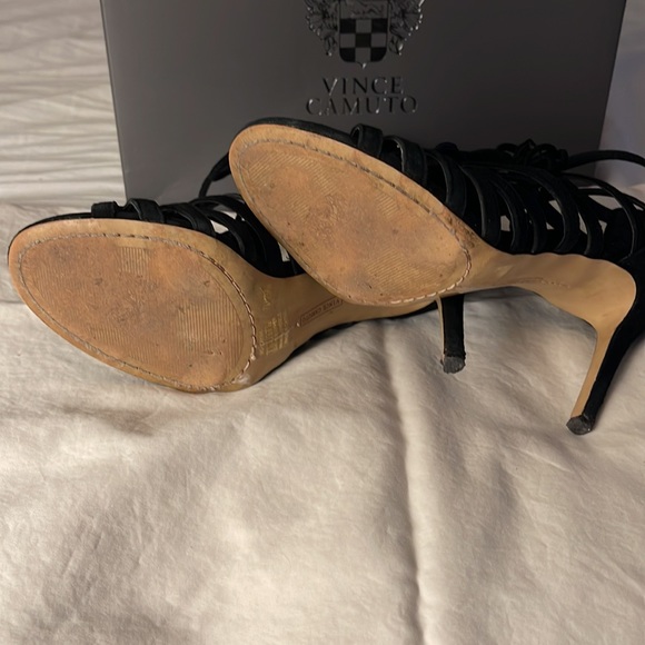 Vince Camuto Zayna Suede Lace up Strappy Sandal Heels - Picture 5 of 10